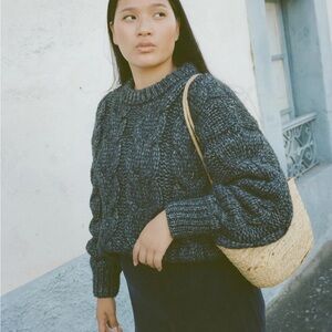 Esme Cable Crew, Alpaca Cotton, Charcoal